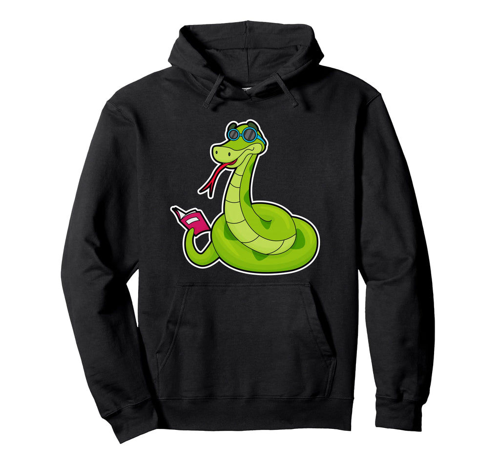 Snake Nerd Book Glasses Hoodie - Fun Novelty Design Men Women - T-Shirt, Sweatshirt, Hoodie