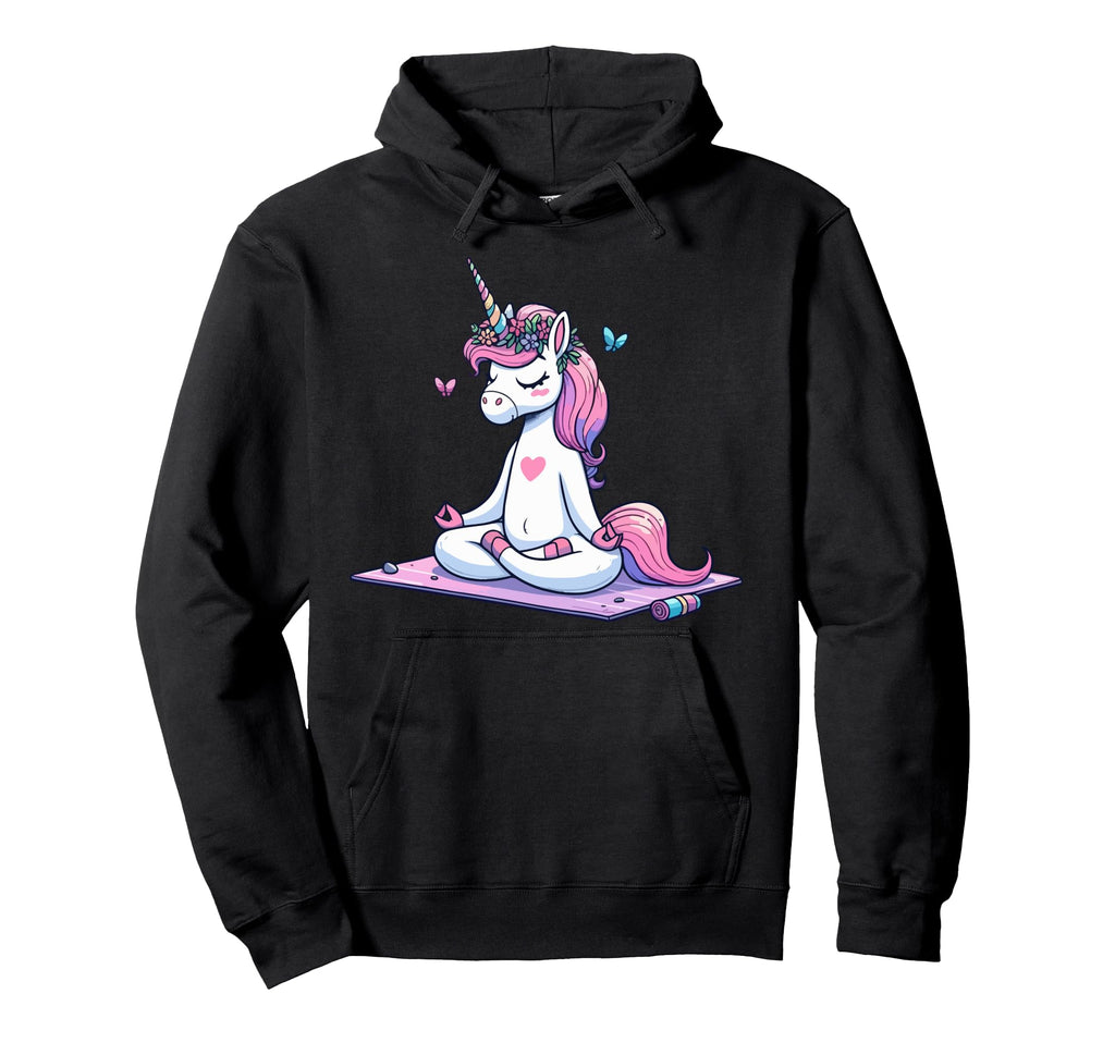 Meditation Unicorn Yoga Pose Relaxing Animal Hoodie - Graphic Print Unisex - T-Shirt, Sweatshirt, Hoodie