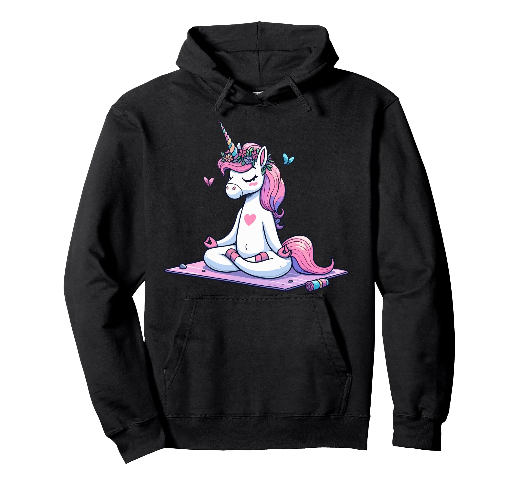 Meditation Unicorn Yoga Pose Relaxing Animal Hoodie - Graphic Print Unisex - T-Shirt, Sweatshirt, Hoodie