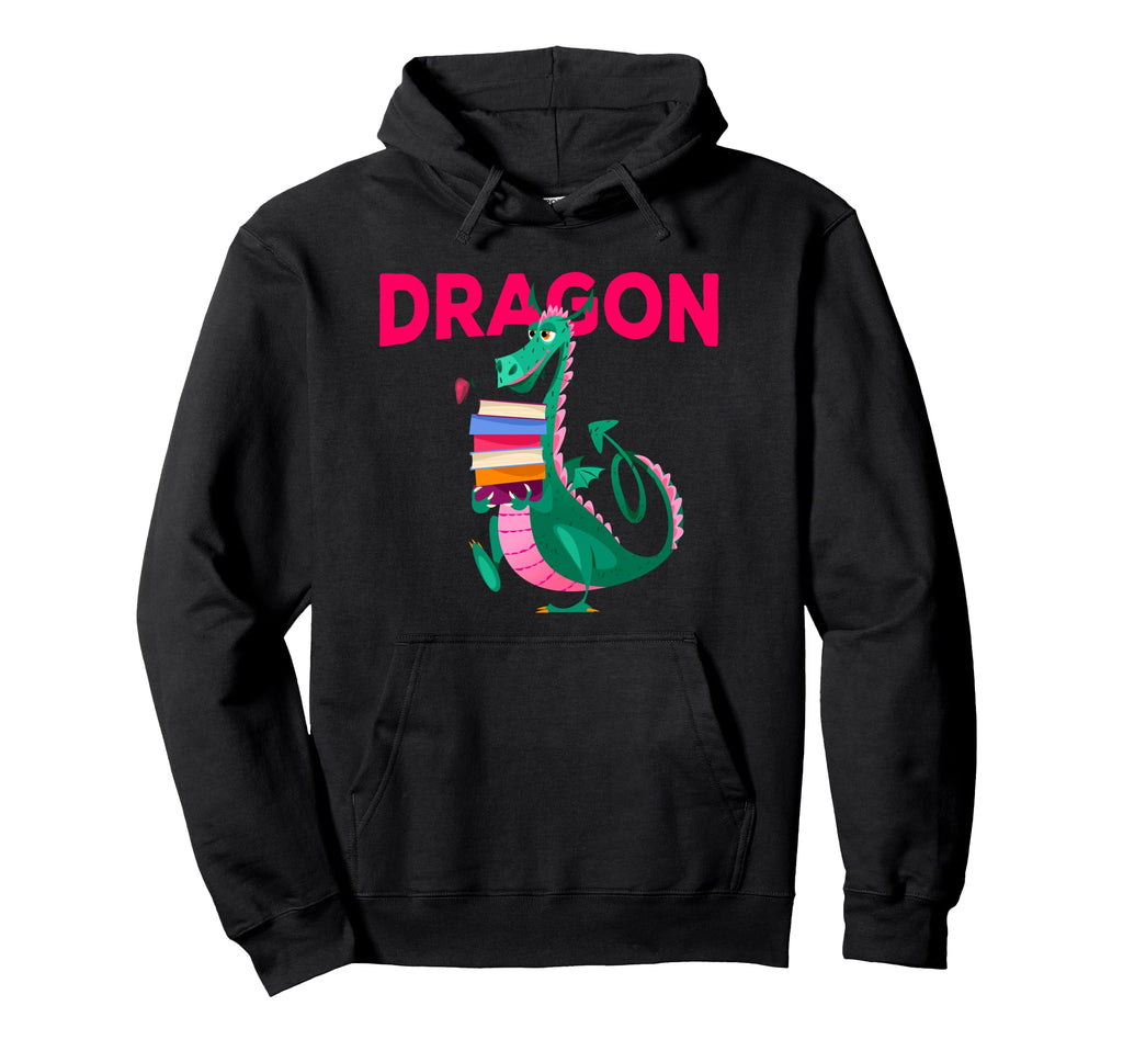 Funny Book Dragon Illustration Novelty Hoodie - Unique Graphic Men Women - T-Shirt, Sweatshirt, Hoodie