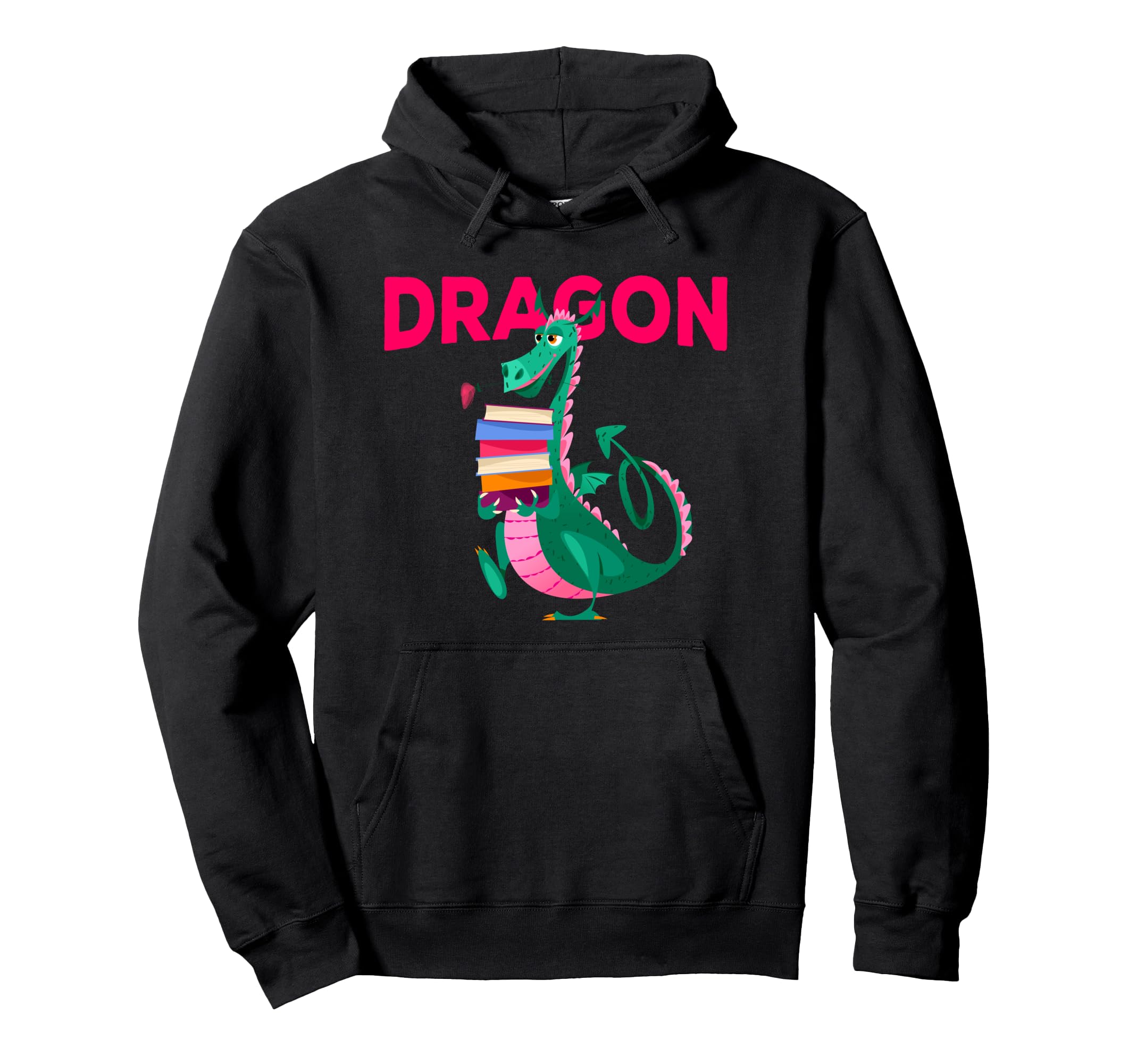 Funny Book Dragon Illustration Novelty Hoodie - Unique Graphic Men Women - T-Shirt, Sweatshirt, Hoodie