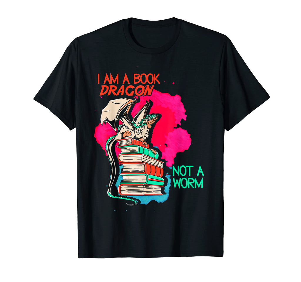 Book Dragon Not Worm Reading Bookworm T-Shirt - Custom Art Print Men Women - T-Shirt, Sweatshirt, Hoodie
