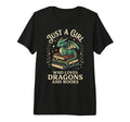 Just Who Loves Dragons And Books Tri T-Shirt - Aesthetic Graphic Men Women - T-Shirt, Sweatshirt, Hoodie