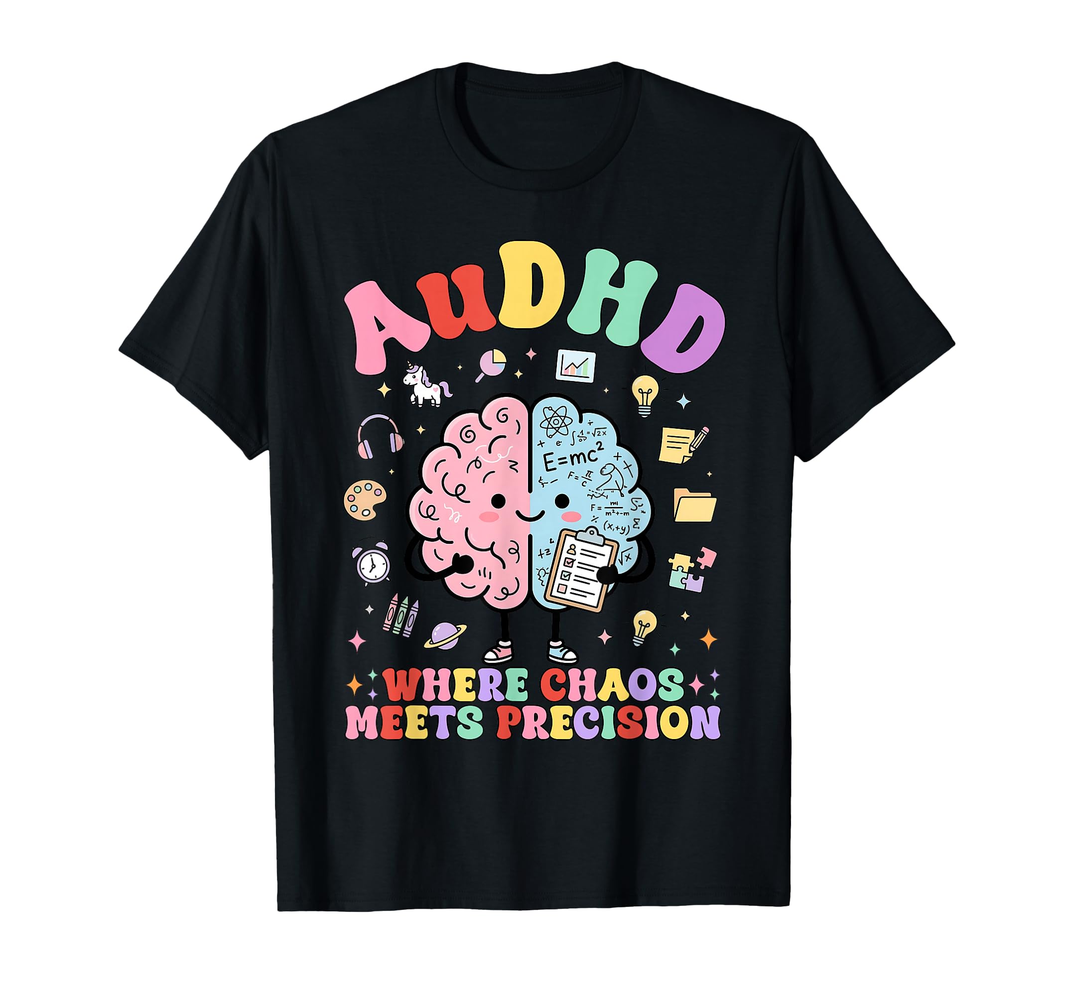 Audhd Brain Neurodiversity T-Shirt - Casual Everyday Wear for Adults - T-Shirt, Sweatshirt, Hoodie