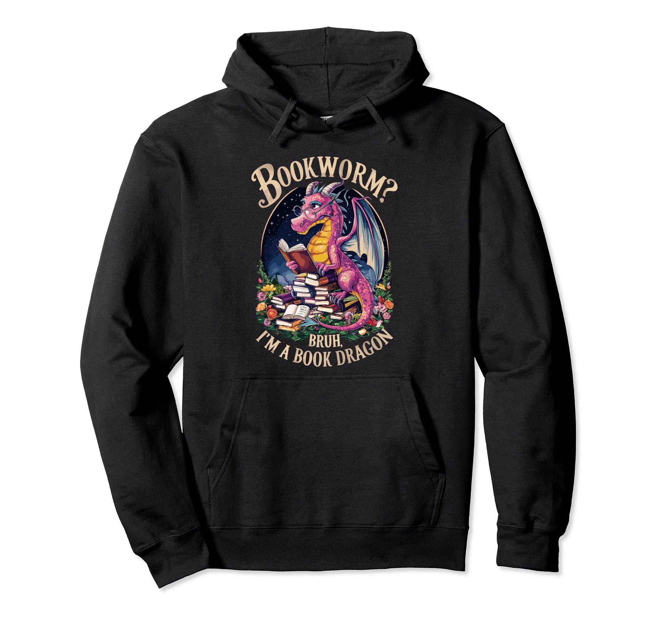 Librarian Gothic Bruh Book Dragon Hoodie - Novelty Apparel for Adults - T-Shirt, Sweatshirt, Hoodie