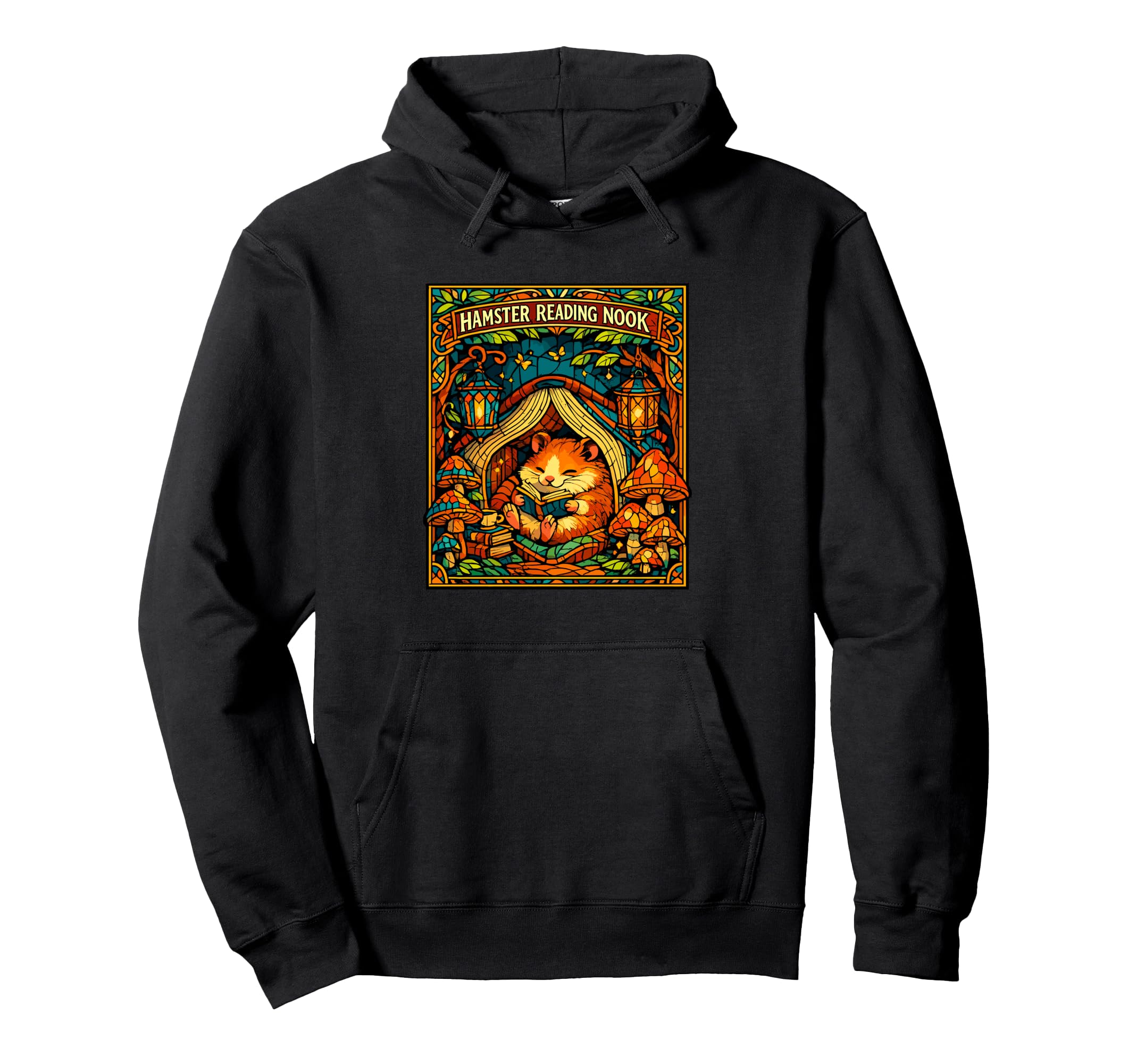 Hamster Reading Nook Cozy Bookworm Pet Hoodie - Novelty Apparel Men Women - T-Shirt, Sweatshirt, Hoodie