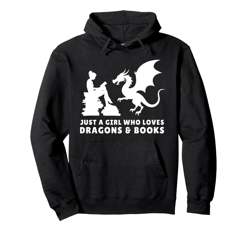 Just Who Loves Dragons And Books Book Reading Hoodie - Graphic Print Unisex - T-Shirt, Sweatshirt, Hoodie