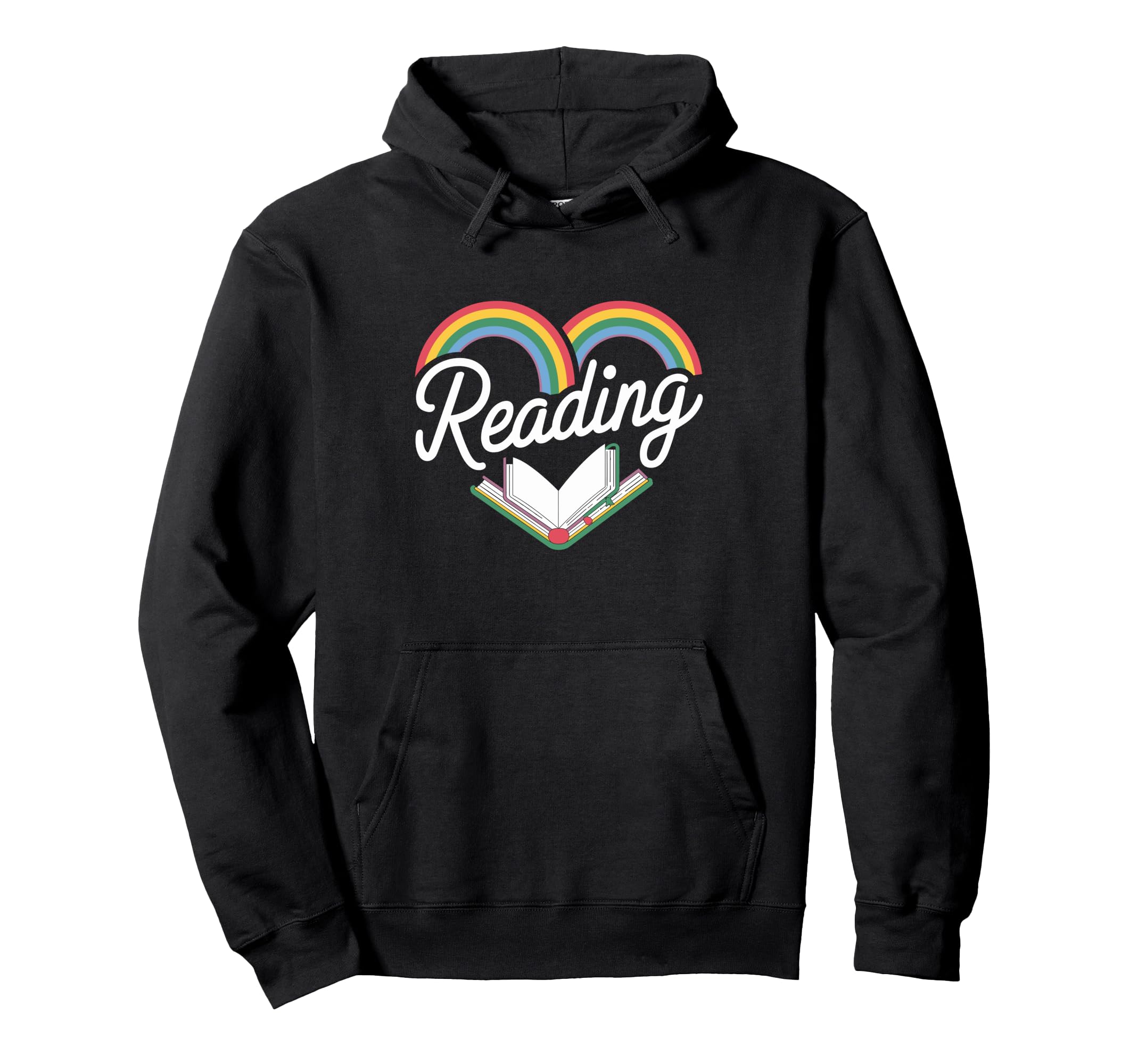 I Love Reading Heart Rainbow Book Lover Hoodie - Minimalist Print Unisex - T-Shirt, Sweatshirt, Hoodie