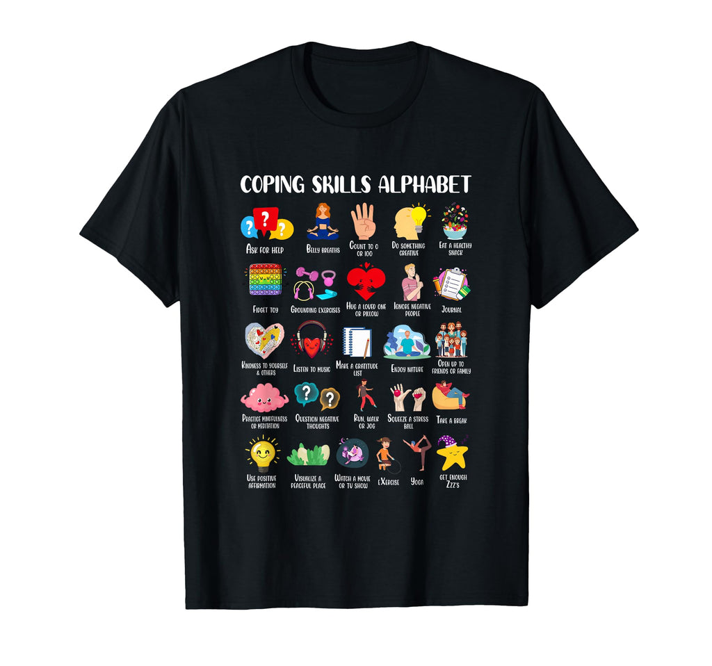 Coping Skills Alphabet Enhance T-Shirt - Minimalist Print Men Women - T-Shirt, Sweatshirt, Hoodie