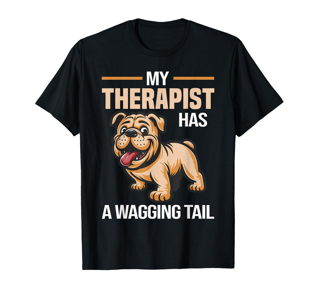 Funny Therapy Service Dog Bulldog T-Shirt - Minimalist Print Unisex - T-Shirt, Sweatshirt, Hoodie