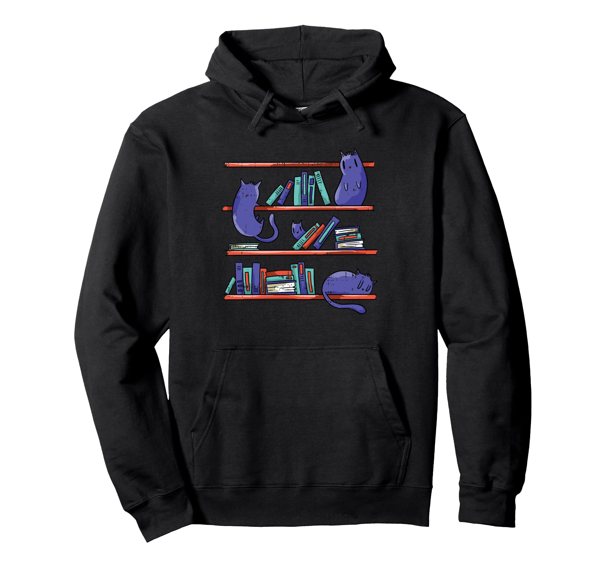 Cat Books Reading Lover Bookworm Hoodie - Aesthetic Graphic Unisex - T-Shirt, Sweatshirt, Hoodie