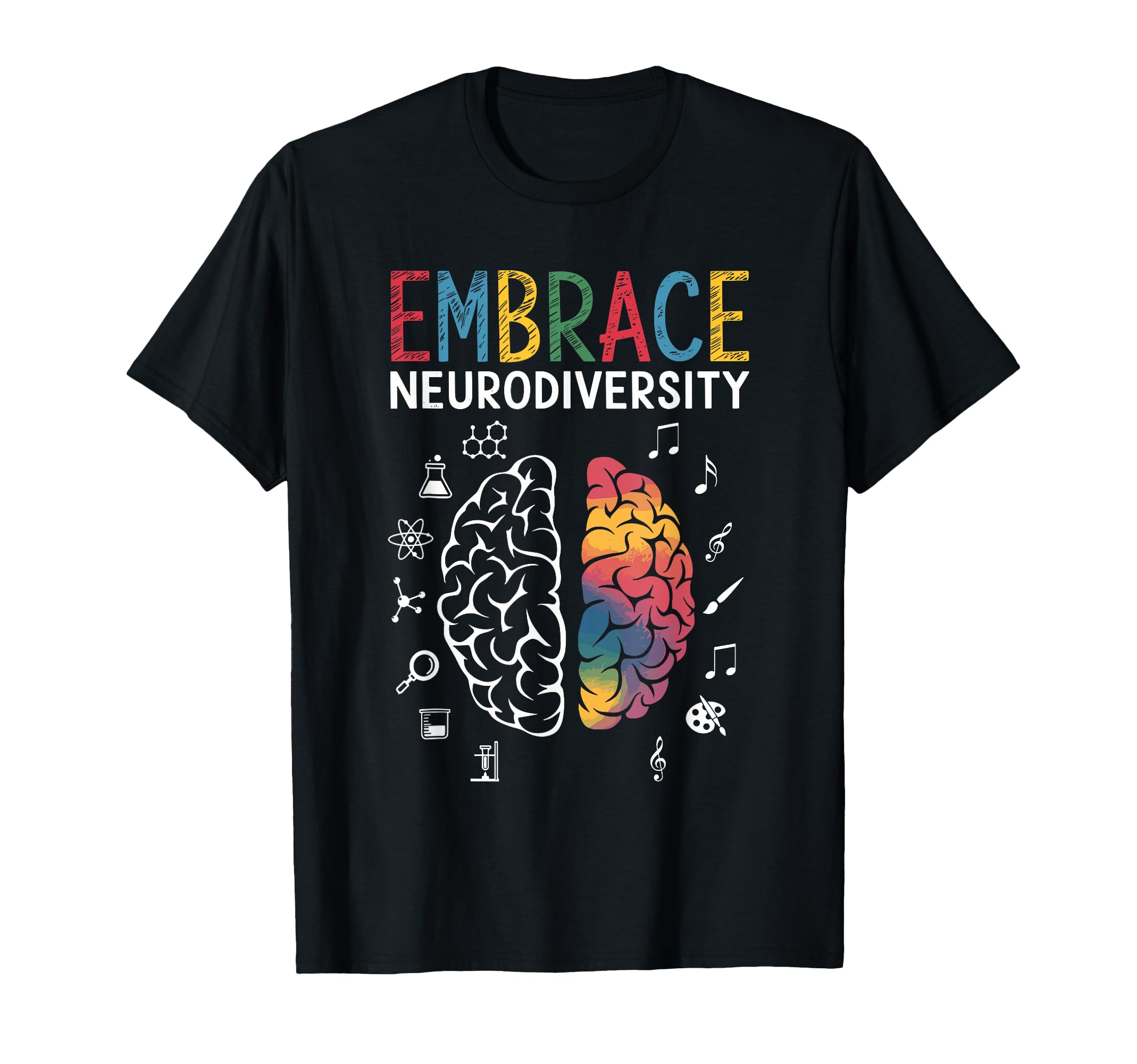 Embrace Neurodiversity Brain T-Shirt - Casual Everyday Wear for Adults - T-Shirt, Sweatshirt, Hoodie