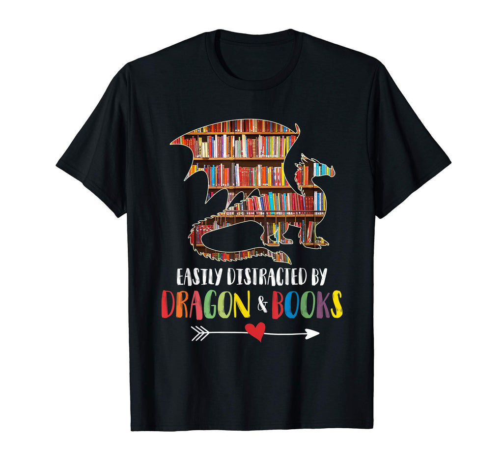 Easily Dragon And Books Funny Dragon T-Shirt - Minimalist Print Men Women - T-Shirt, Sweatshirt, Hoodie