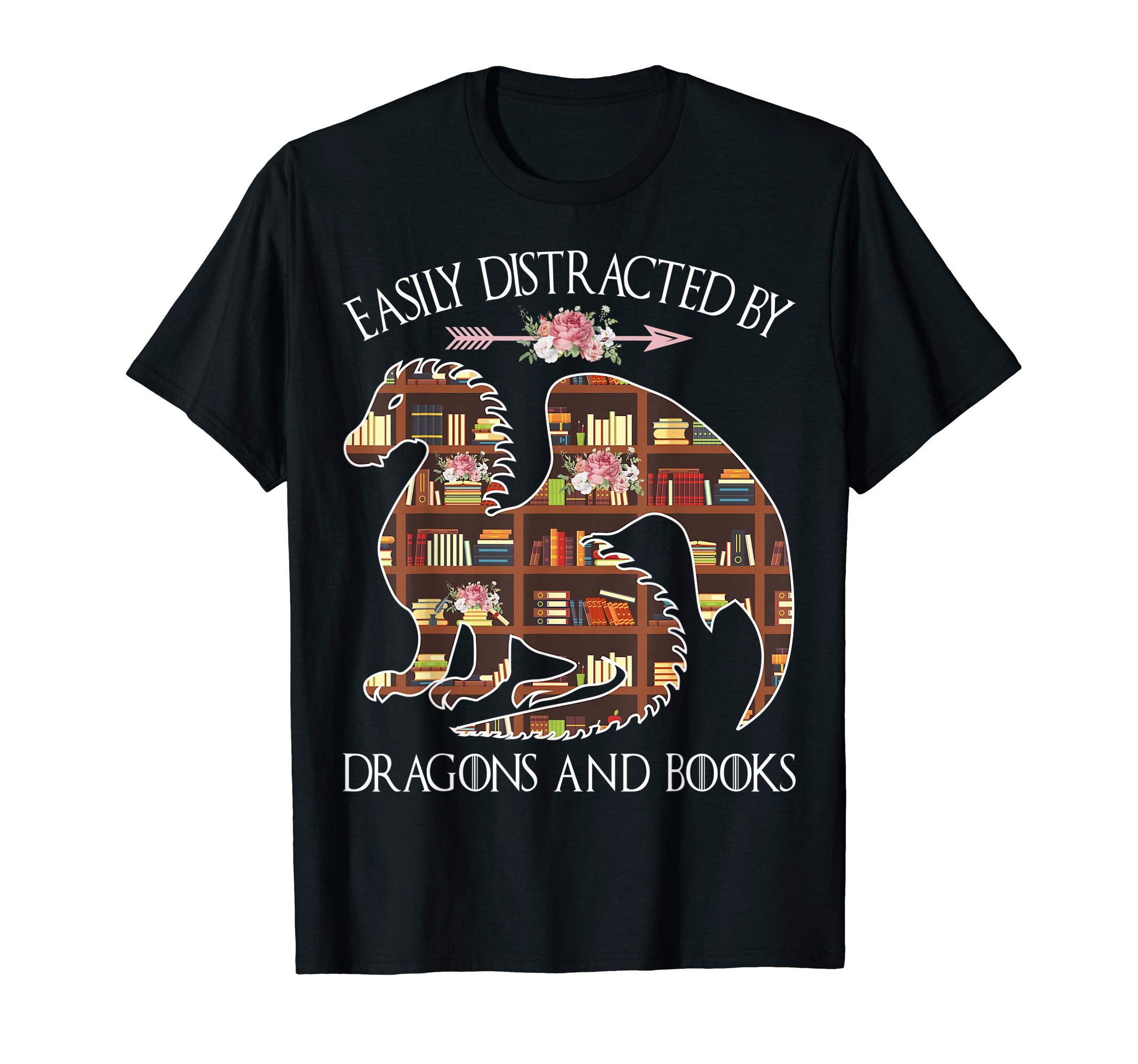 Easily Distracted Dragons And Book T-Shirt - Aesthetic Graphic Men Women - T-Shirt, Sweatshirt, Hoodie