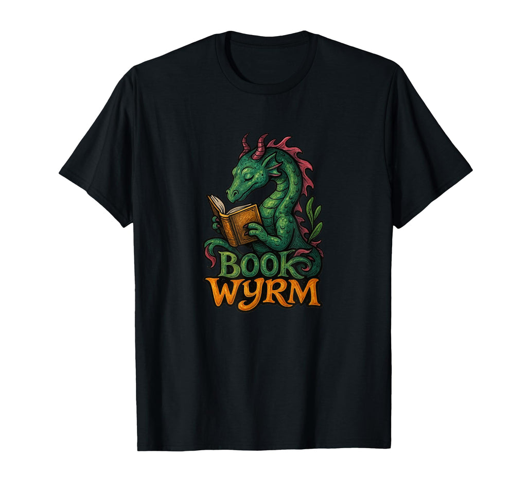 Bookwyrm Book Wyrm Illustration T-Shirt - Custom Art Print Men Women - T-Shirt, Sweatshirt, Hoodie