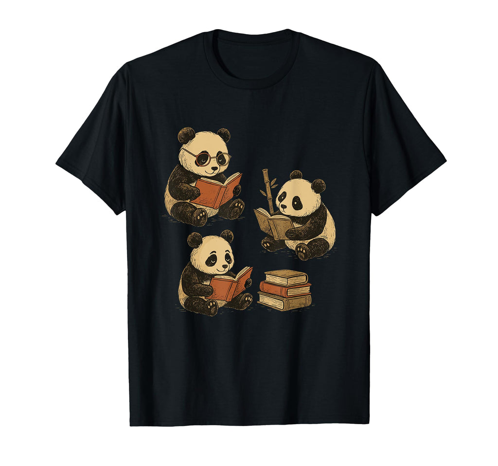 Panda Bears Reading Books Together T-Shirt - Graphic Print Men Women - T-Shirt, Sweatshirt, Hoodie