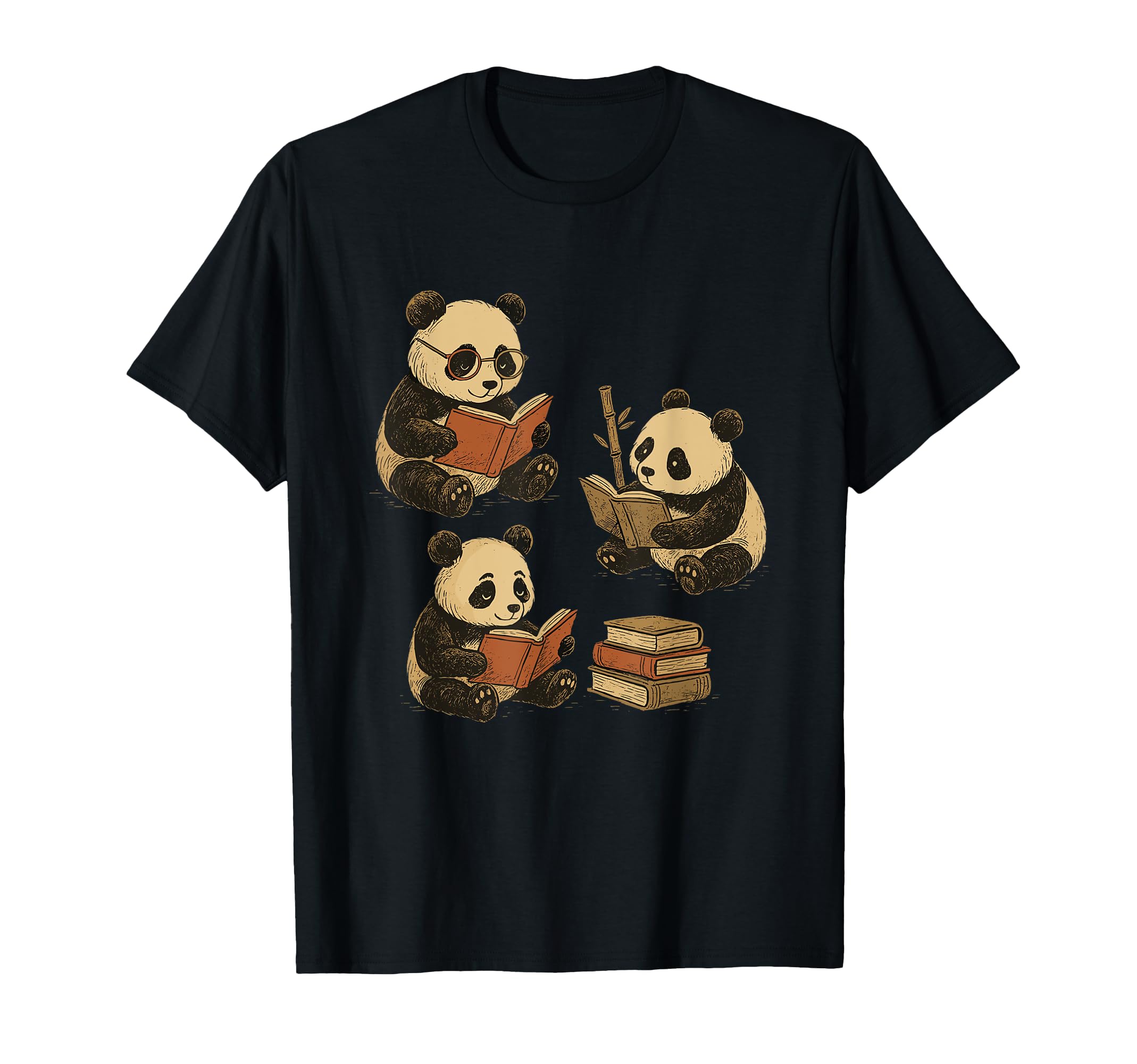Panda Bears Reading Books Together T-Shirt - Graphic Print Men Women - T-Shirt, Sweatshirt, Hoodie