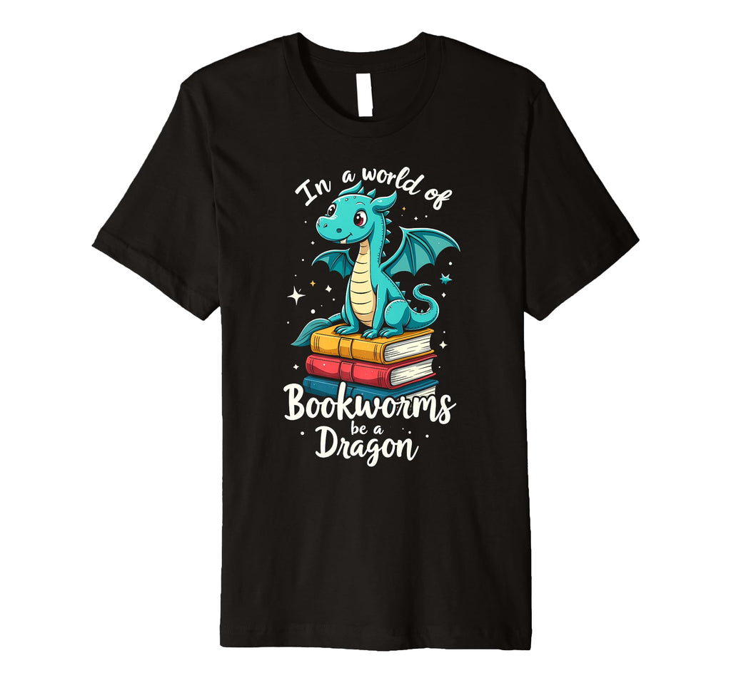Adorable Dragon Book Lover Reading Delight T-Shirt - Graphic Print Unisex - T-Shirt, Sweatshirt, Hoodie