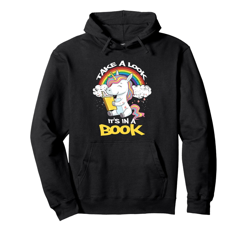 Take Its Book Rainbow Unicorn Reading Hoodie - Casual Everyday Wear Unisex - T-Shirt, Sweatshirt, Hoodie