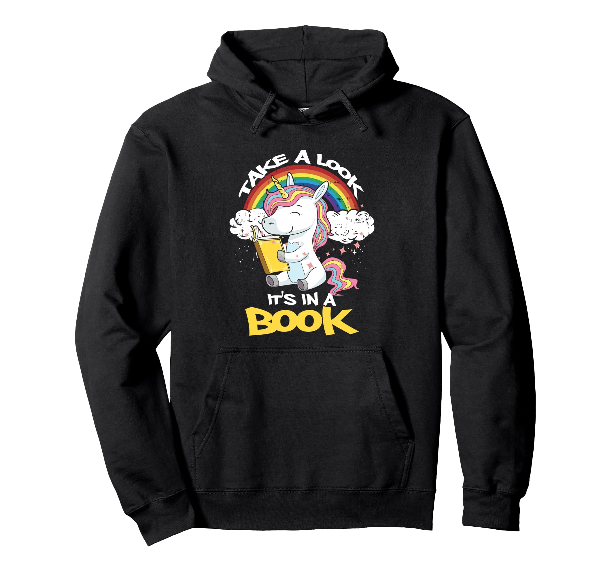 Take Its Book Rainbow Unicorn Reading Hoodie - Casual Everyday Wear Unisex - T-Shirt, Sweatshirt, Hoodie