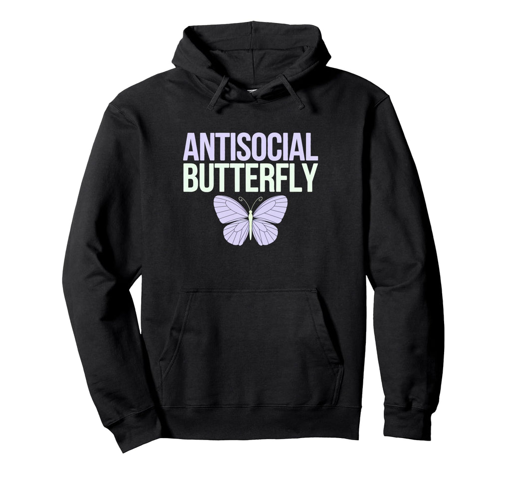 Antisocial Butterfly Hoodie - Novelty Apparel Unisex - T-Shirt, Sweatshirt, Hoodie