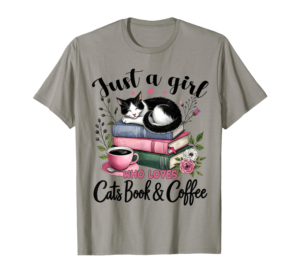 Just Who Loves Coffee Cats And Books T-Shirt - Streetwear Style Men Women - T-Shirt, Sweatshirt, Hoodie