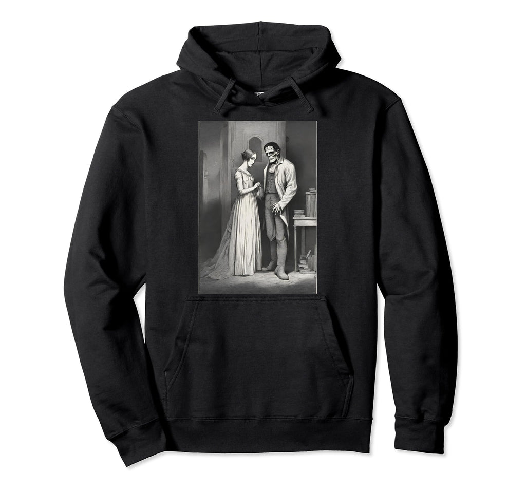Mary Shelley Meets Monster Imaginative Hoodie - Minimalist Print Men Women - T-Shirt, Sweatshirt, Hoodie