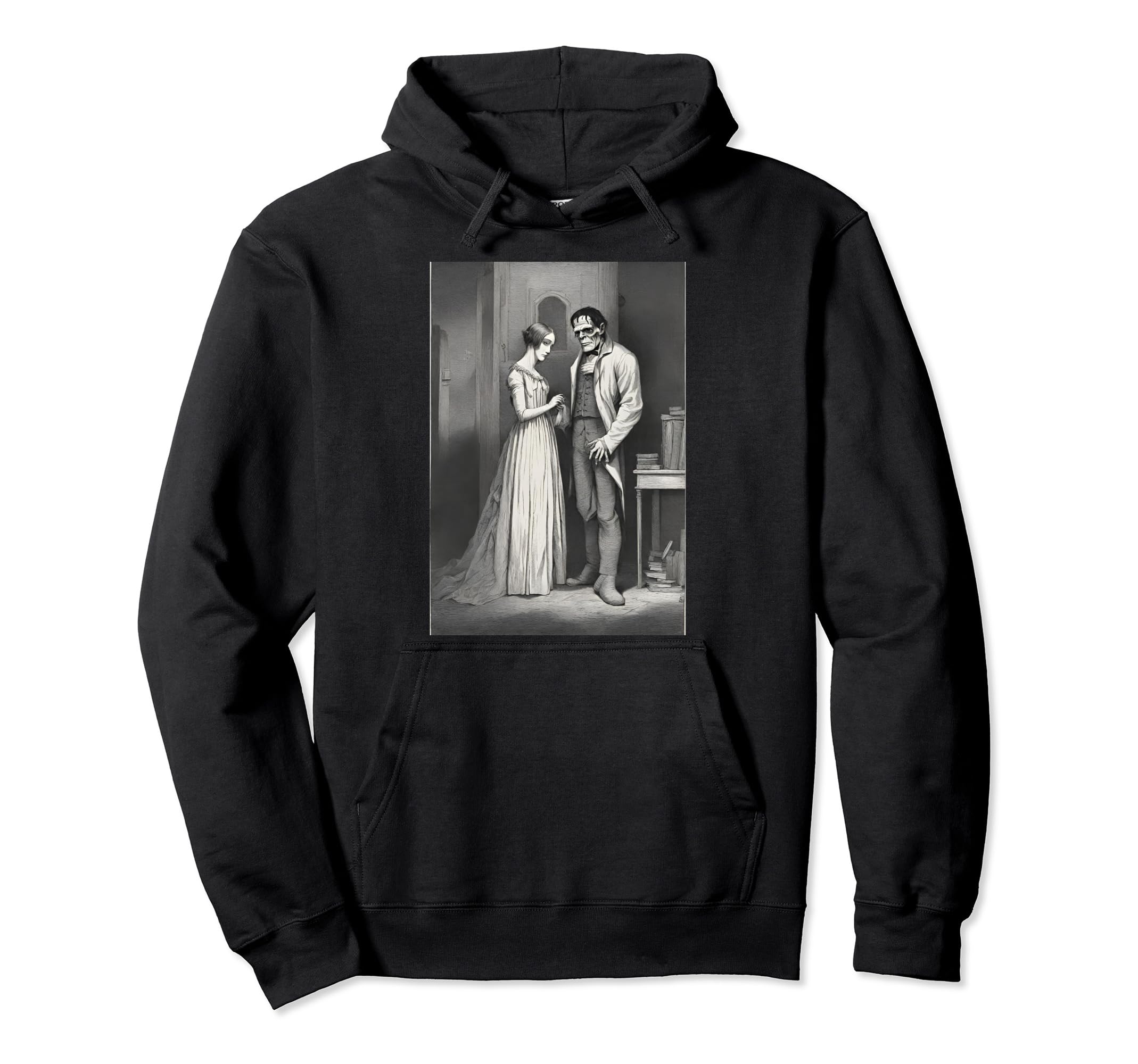 Mary Shelley Meets Monster Imaginative Hoodie - Minimalist Print Men Women - T-Shirt, Sweatshirt, Hoodie