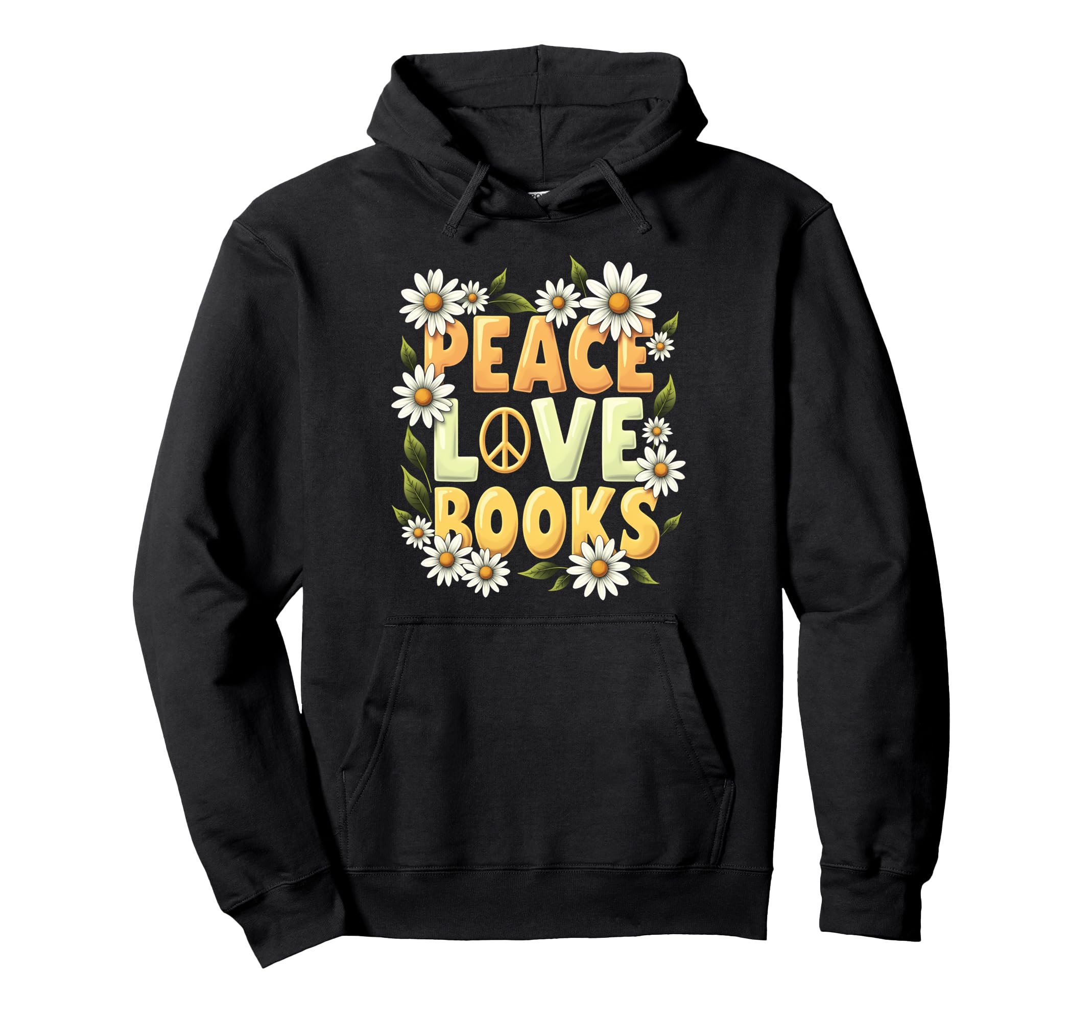 Peace Love Books Librarian Teacher Life Hoodie - Unique Graphic for Adults - T-Shirt, Sweatshirt, Hoodie