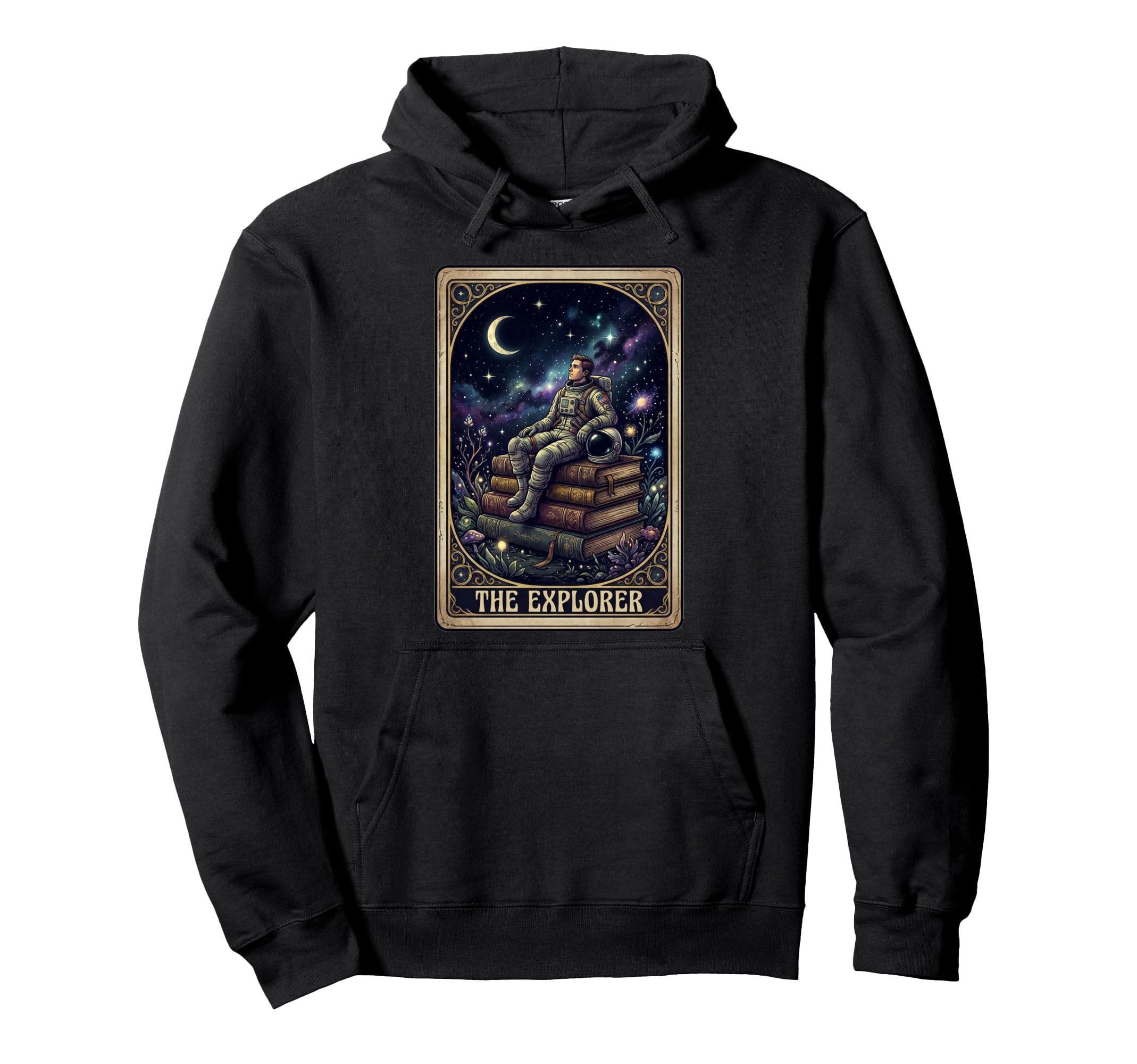 Male Romantasy Astronaut Tarot Card Hoodie - Streetwear Style for Adults - T-Shirt, Sweatshirt, Hoodie