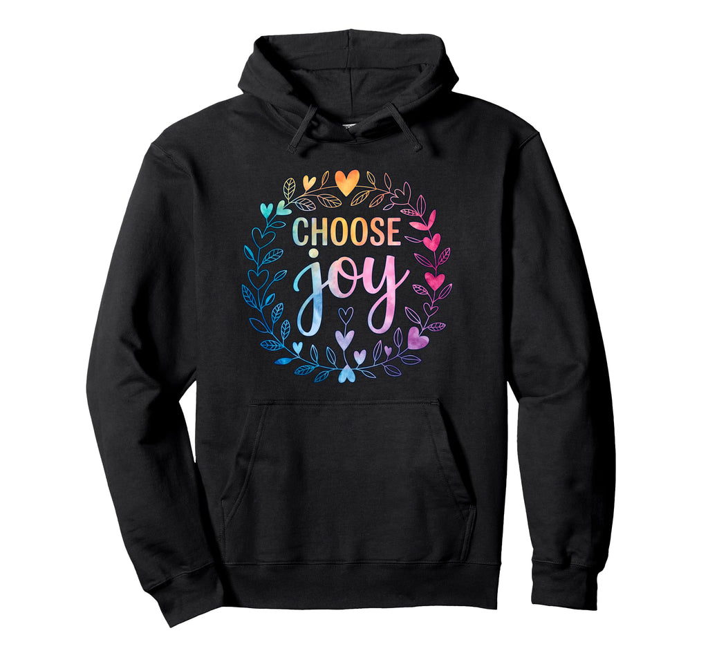 Choose Joy Watercolor Heart Wreath Hoodie - Casual Everyday Wear Men Women - T-Shirt, Sweatshirt, Hoodie