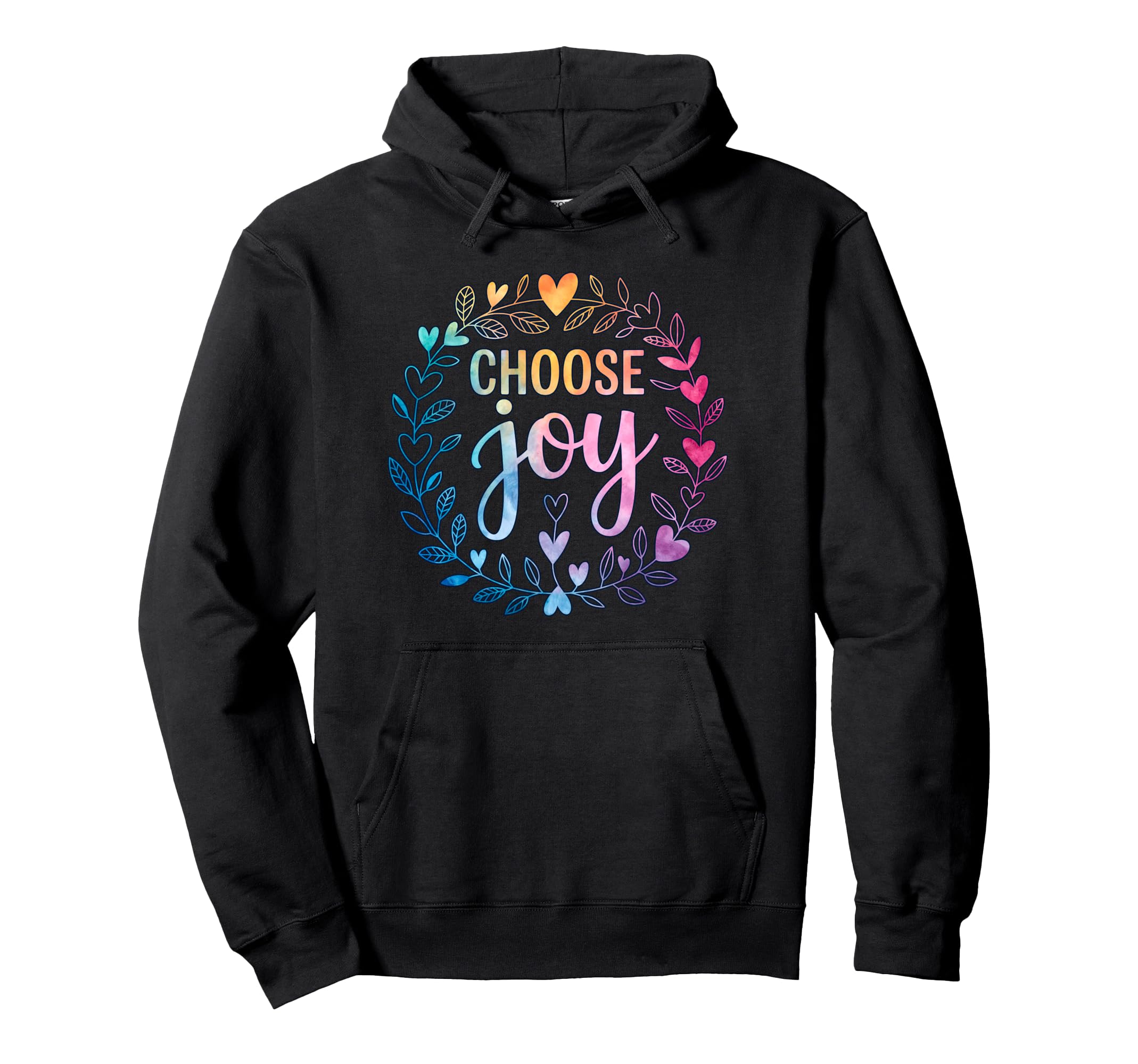 Choose Joy Watercolor Heart Wreath Hoodie - Casual Everyday Wear Men Women - T-Shirt, Sweatshirt, Hoodie