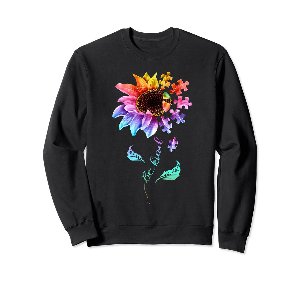 Be Kind Sunflower Autism Sweatshirt - Casual Everyday Wear for Adults - T-Shirt, Sweatshirt, Hoodie