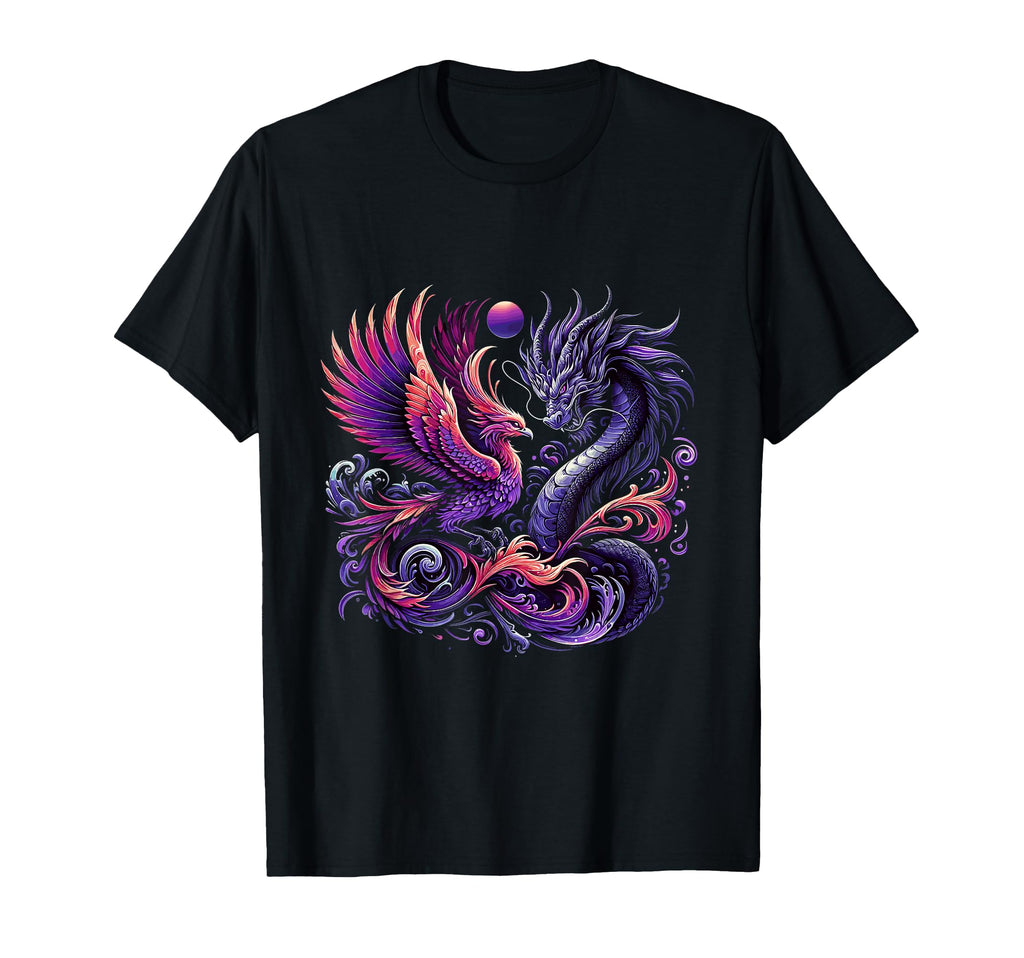 Mystical Phoenix And Dragon Swirl T-Shirt - Novelty Apparel Men Women - T-Shirt, Sweatshirt, Hoodie