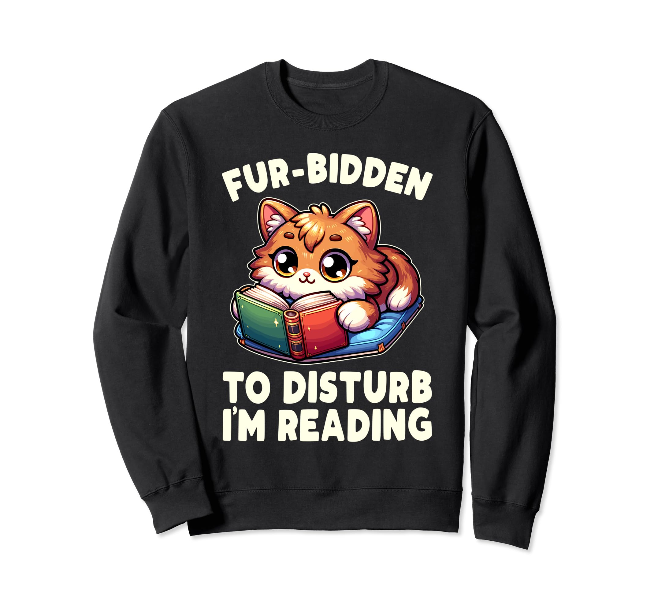 Reading Book Cat Library Reading Sweatshirt - Minimalist Print Men Women - T-Shirt, Sweatshirt, Hoodie