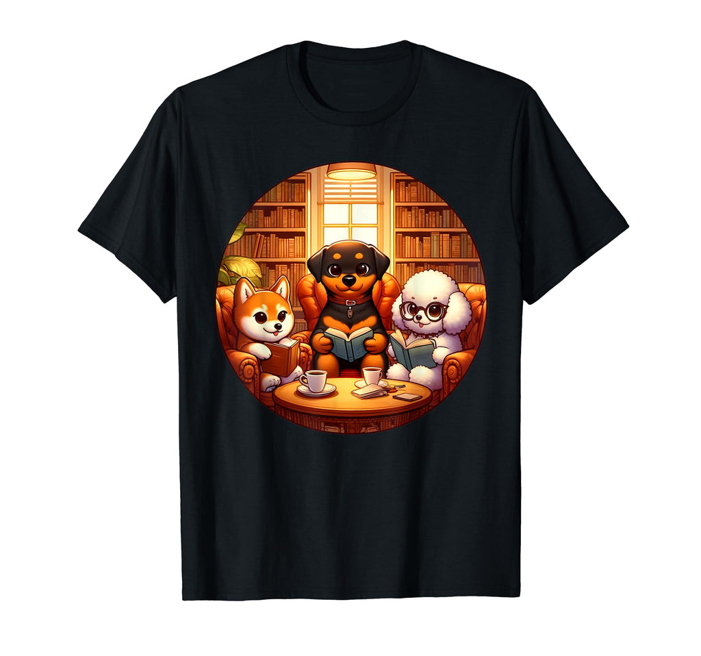 Canine Connoisseurs Coffee Books T-Shirt - Unique Graphic for Adults - T-Shirt, Sweatshirt, Hoodie