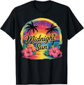 Retro Midnight Sun Paradise Sunset Beach Vacation T-Shirt Unisex T-shirt, Sweatshirt, Hoodie, Long Sleeve Tee - T-Shirt, Sweatshirt, Hoodie
