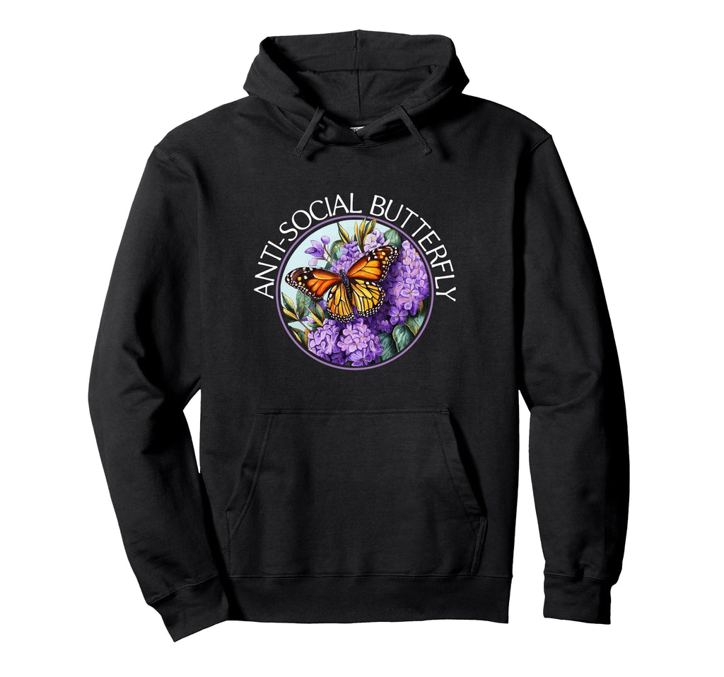 Anti Social Butterfly Hoodie - Graphic Print for Adults - T-Shirt, Sweatshirt, Hoodie