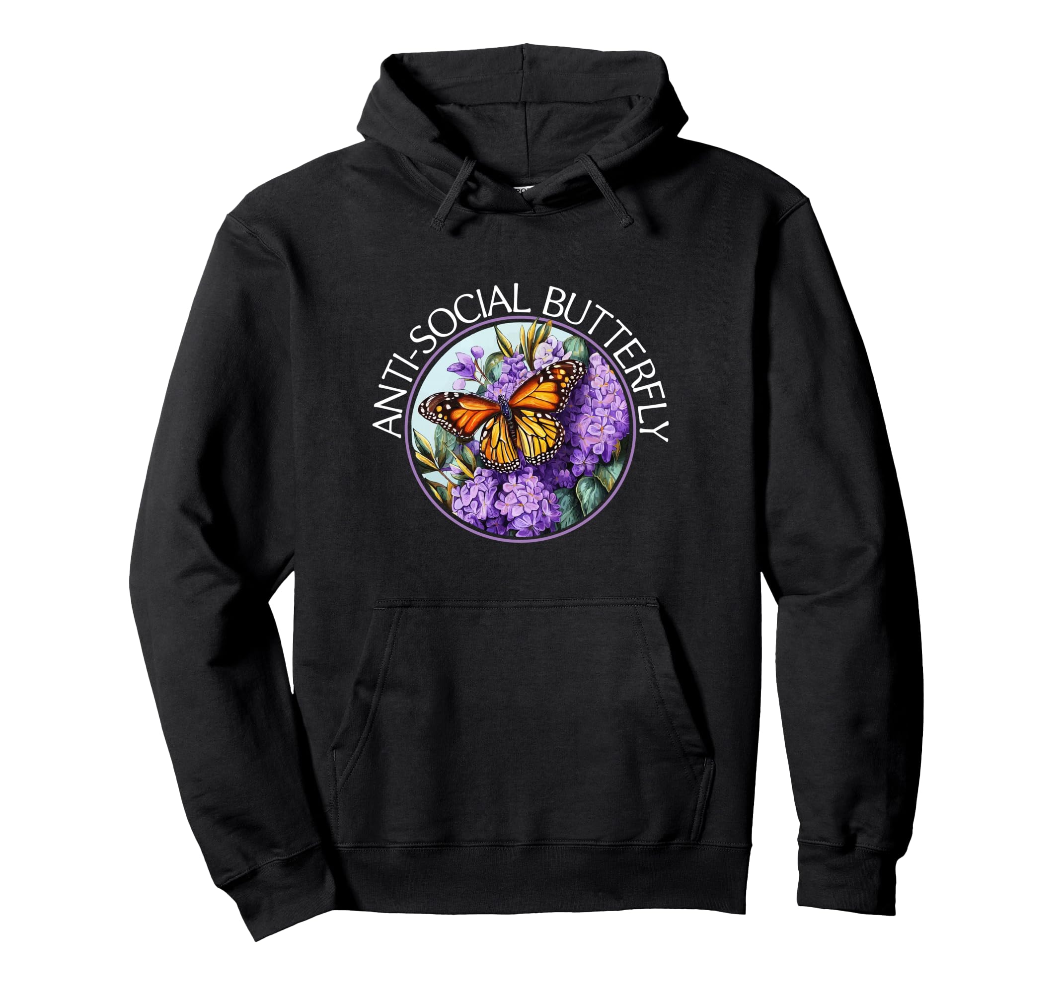 Anti Social Butterfly Hoodie - Graphic Print for Adults - T-Shirt, Sweatshirt, Hoodie