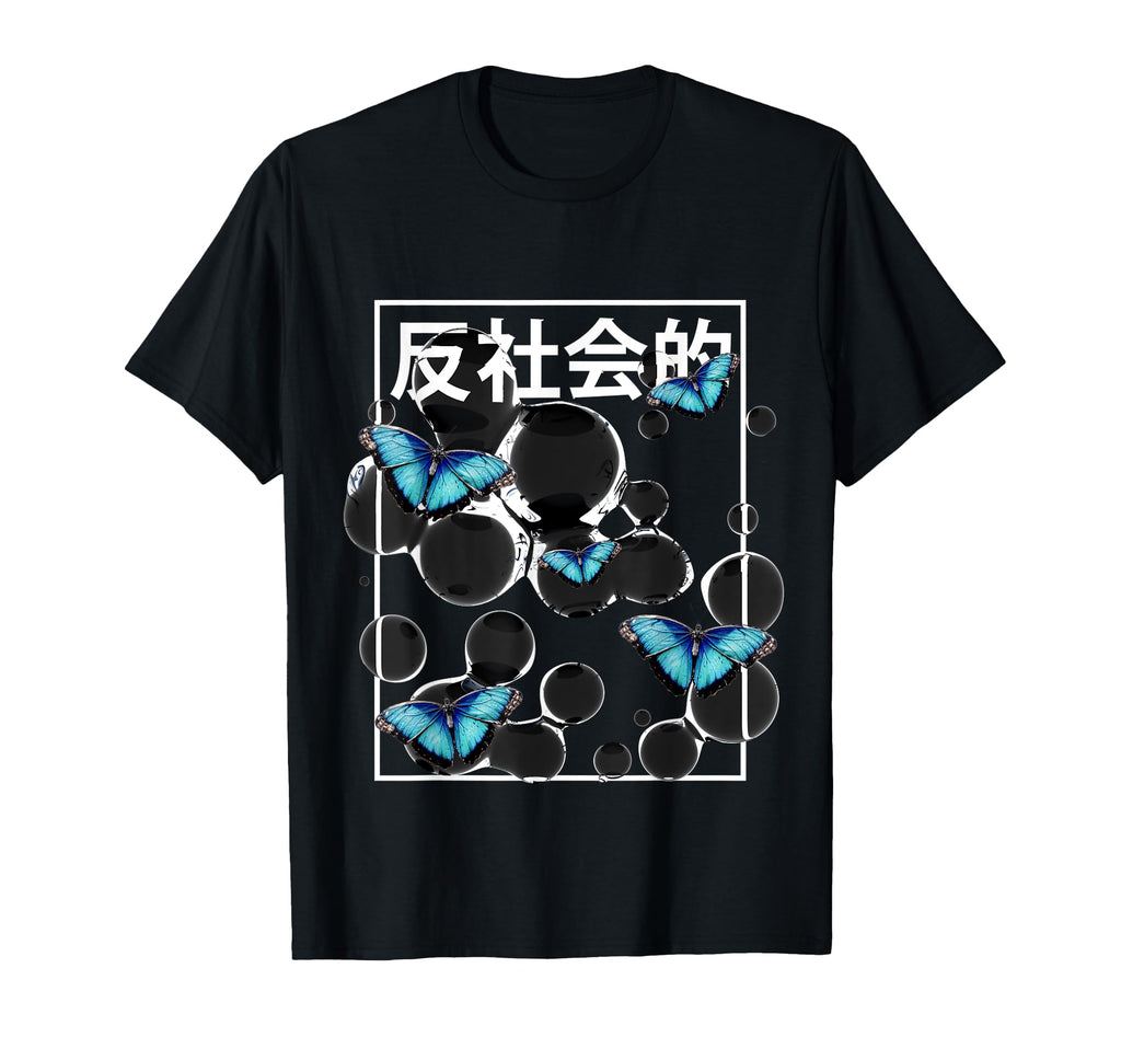 Anti Social Butterfly Japanese Vaporwave T-Shirt - Streetwear Style Unisex - T-Shirt, Sweatshirt, Hoodie