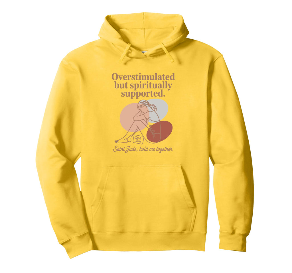 Catholic Saint Jude Overstimulated Hoodie - Unique Graphic Men Women - T-Shirt, Sweatshirt, Hoodie