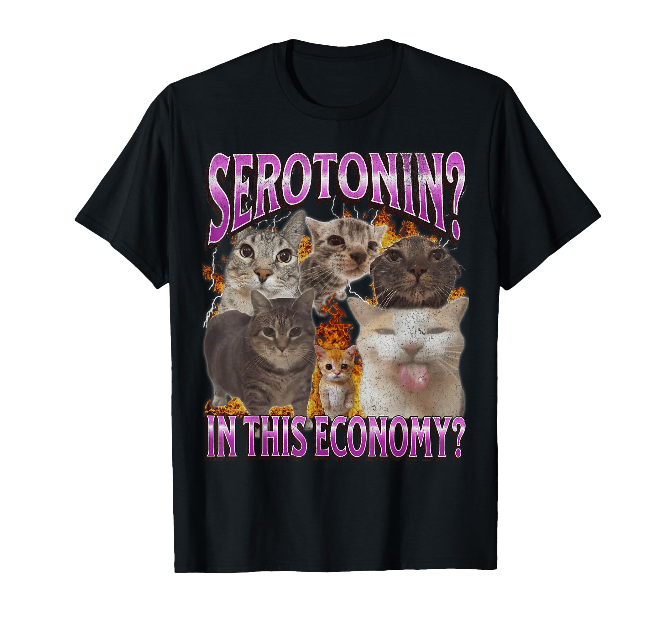 Serotonin This Economy Funny Cat Meme T-Shirt - Graphic Print Unisex - T-Shirt, Sweatshirt, Hoodie