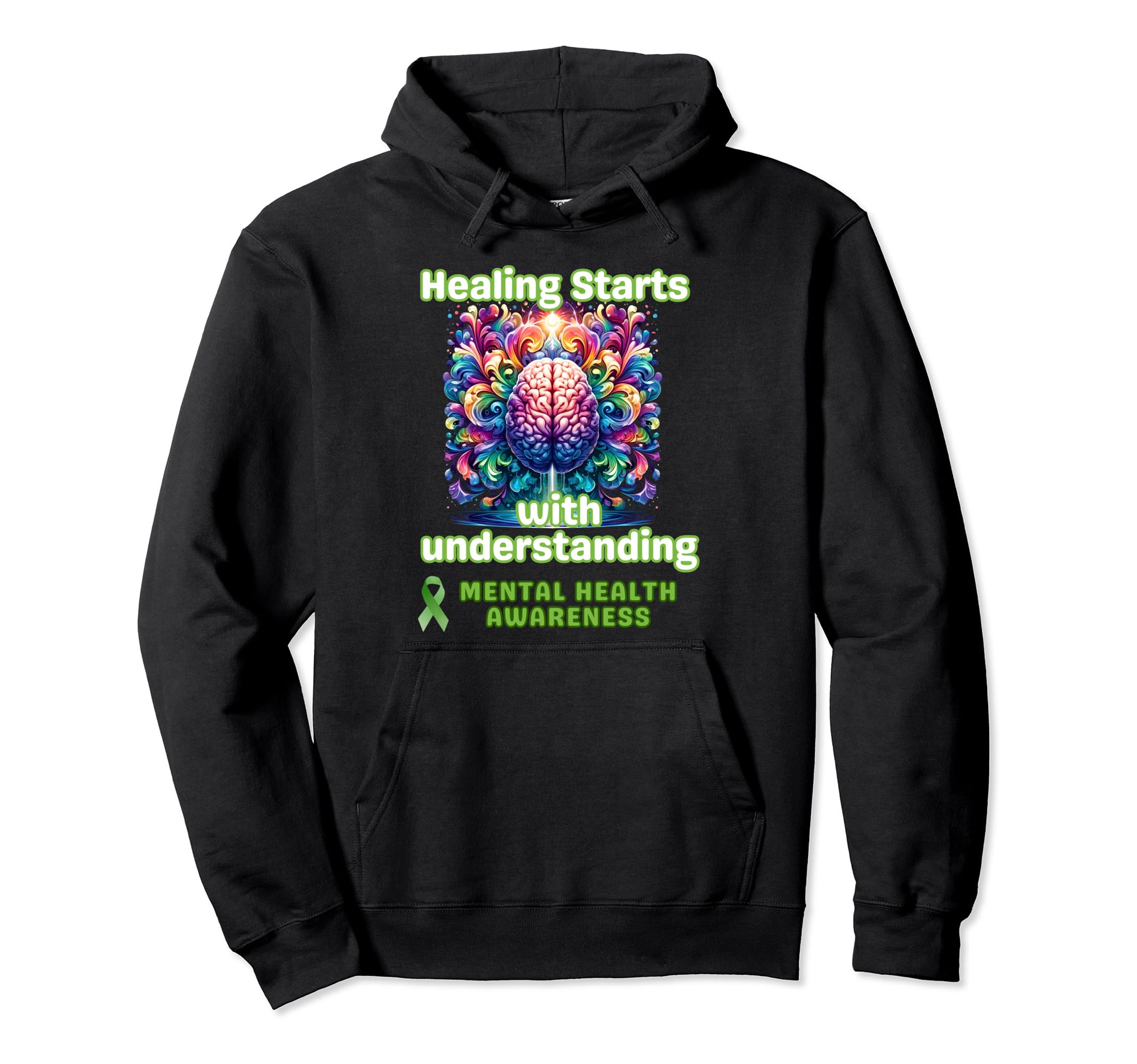 May We Wear Green Ribbon Mental Hoodie - Fun Novelty Design for Adults - T-Shirt, Sweatshirt, Hoodie