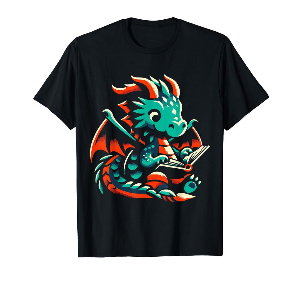 Dragon Reading Book Dragon T-Shirt - Custom Art Print for Adults - T-Shirt, Sweatshirt, Hoodie