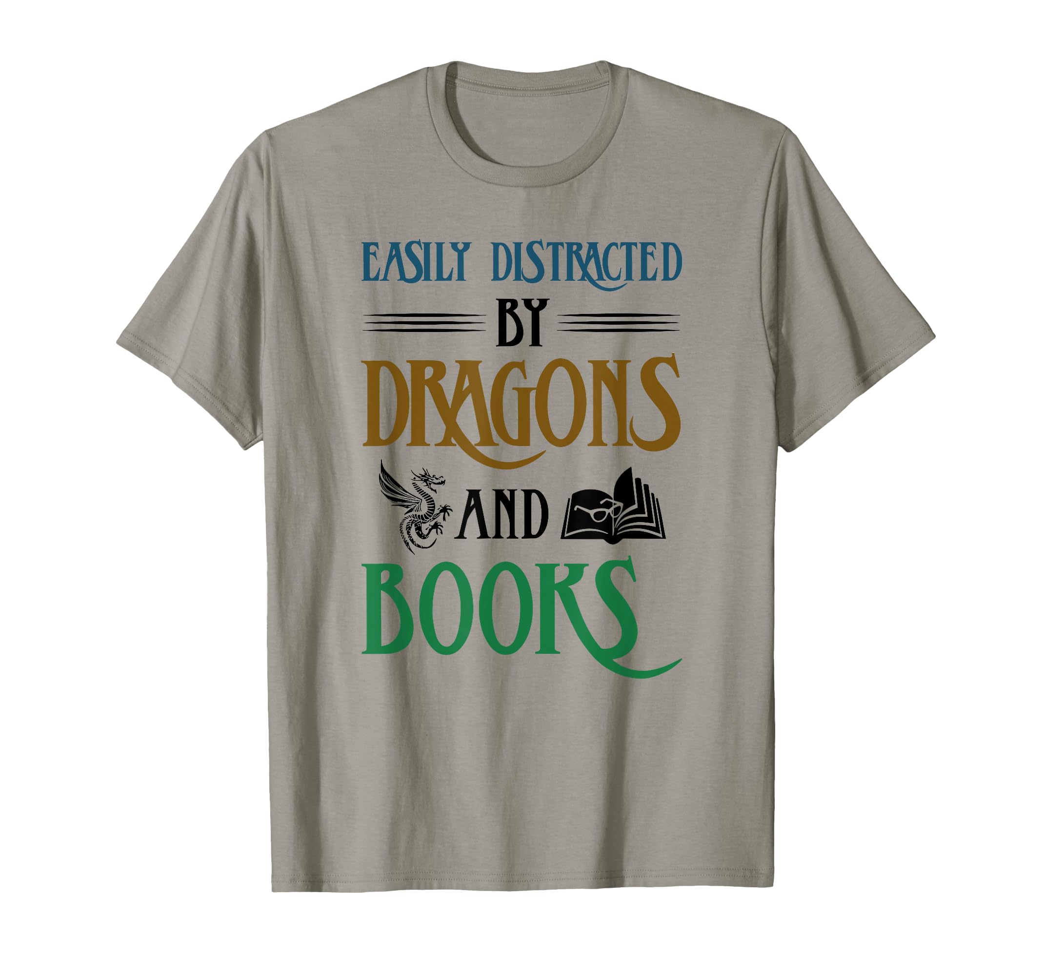 Easily Distracted Dragons And Books T-Shirt - Minimalist Print Men Women - T-Shirt, Sweatshirt, Hoodie