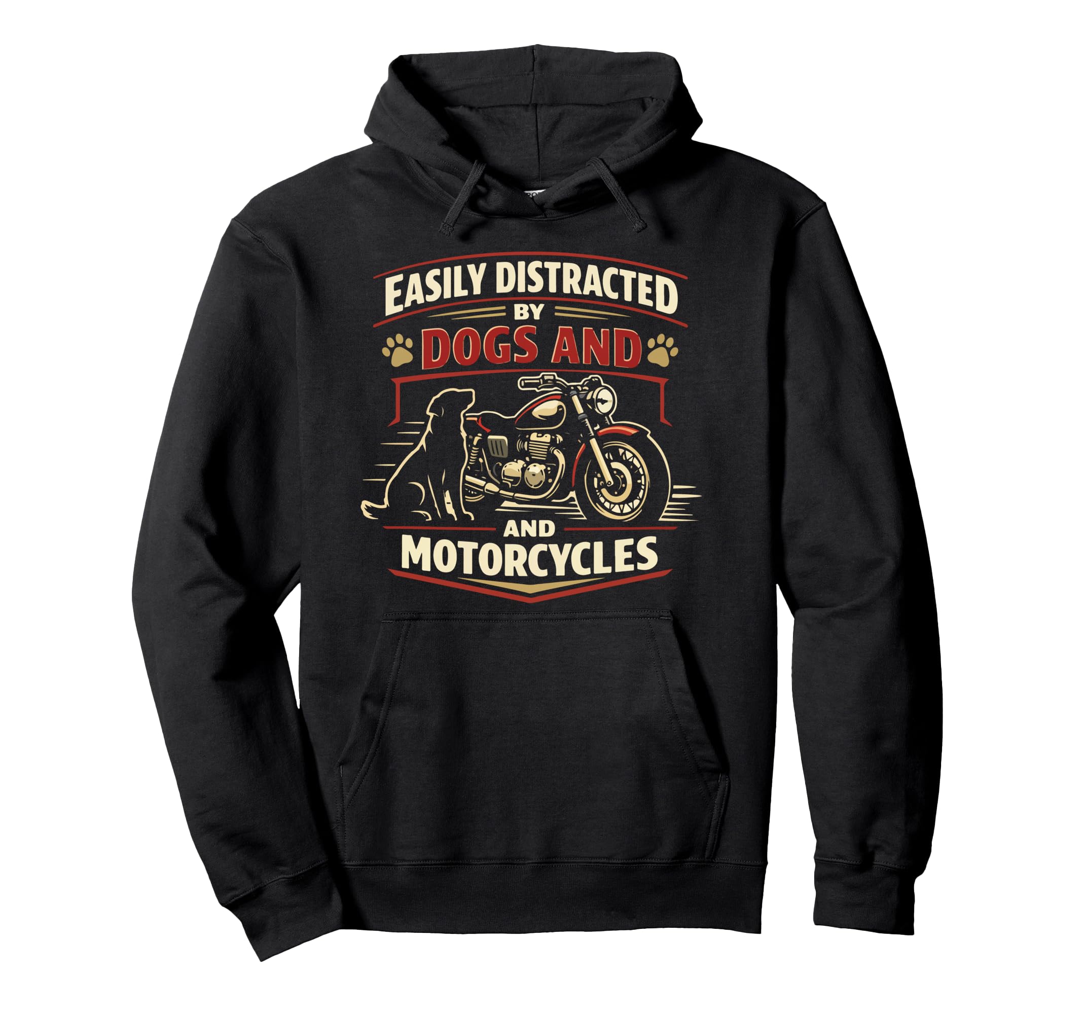 Motorcycle Biker Dog Easily Distracted Hoodie - Aesthetic Graphic Unisex - T-Shirt, Sweatshirt, Hoodie