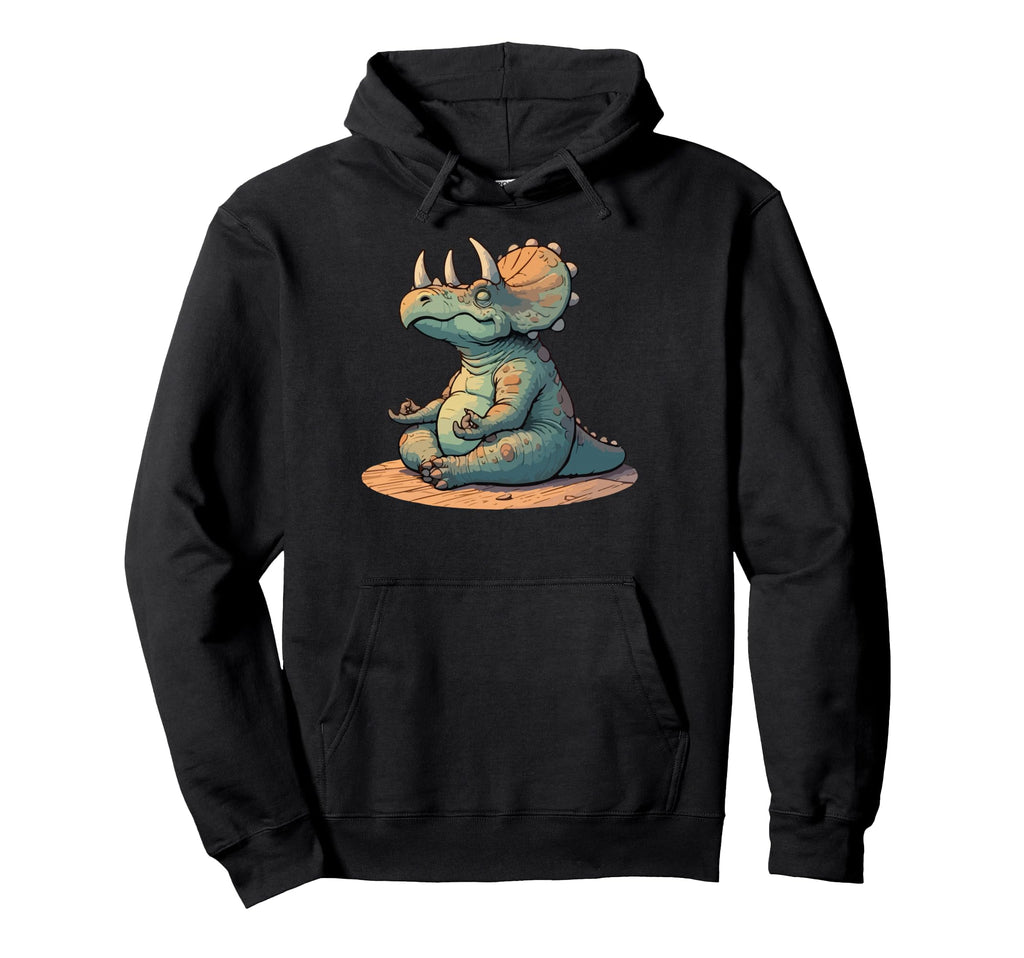 Meditation Triceratops Yoga Pose Relaxing Hoodie - Trendy Graphic Unisex - T-Shirt, Sweatshirt, Hoodie