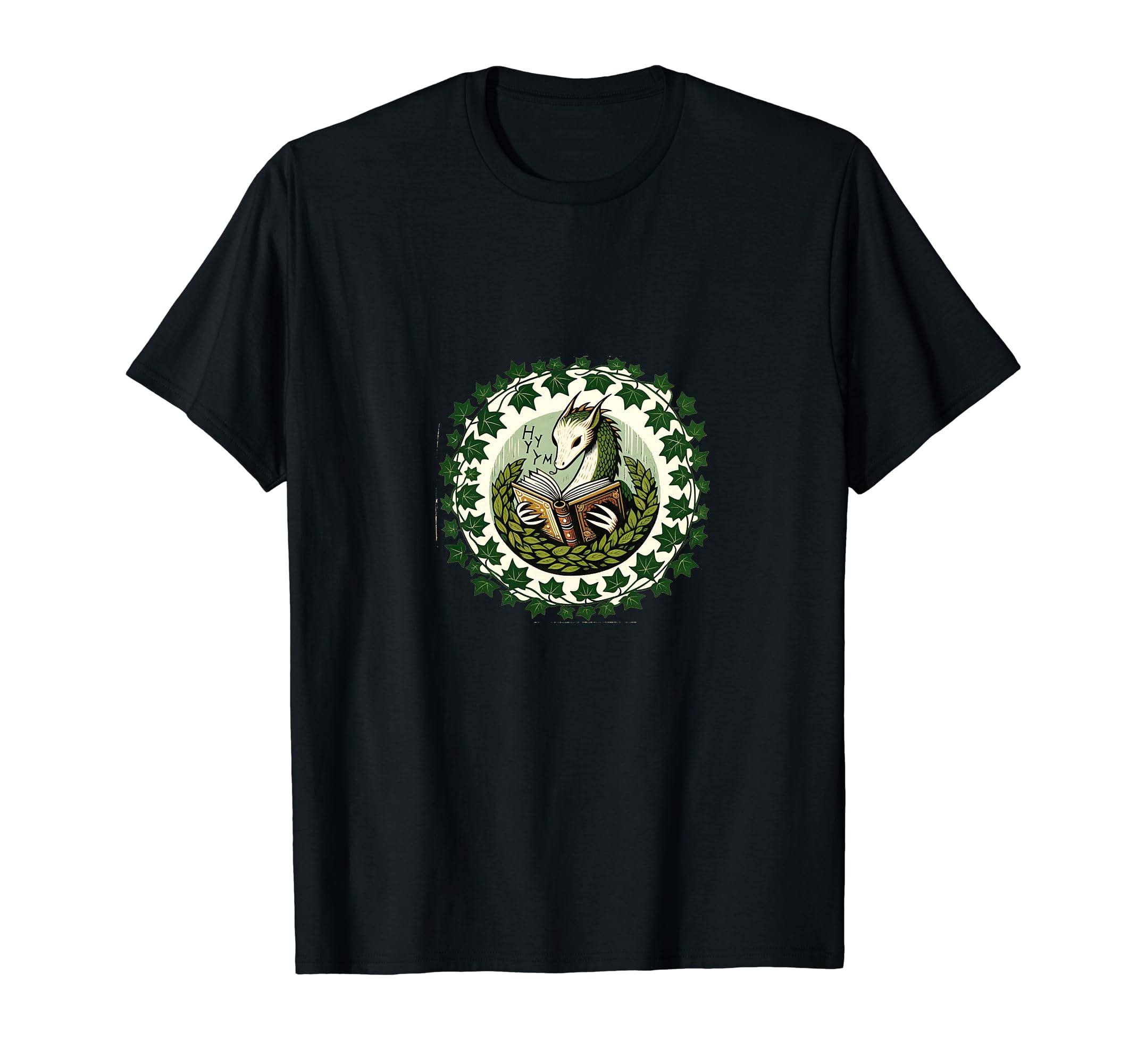 Bookwyrm Reading Ivy Dragon Illustration T-Shirt - Custom Art Print Unisex - T-Shirt, Sweatshirt, Hoodie