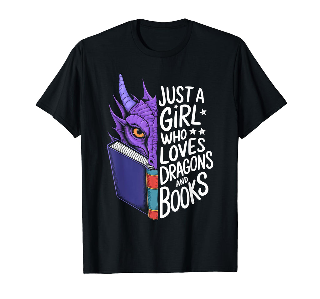 Just Who Loves Dragons And Books T-Shirt - Minimalist Print Unisex - T-Shirt, Sweatshirt, Hoodie