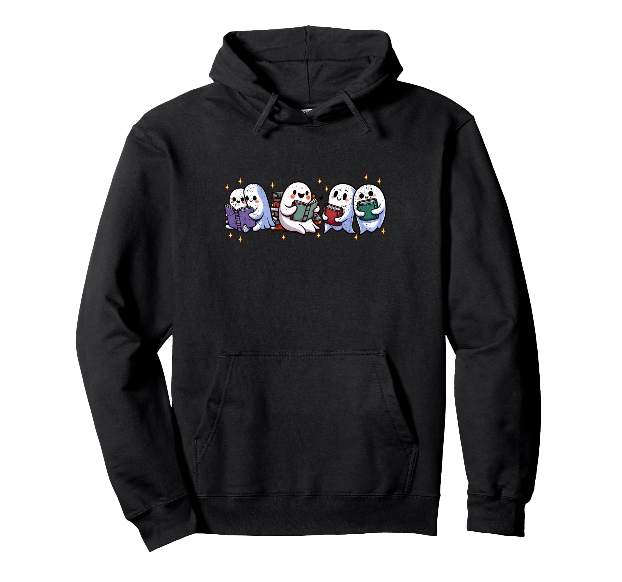 Ghost Reading Book Halloween Bookworm Hoodie - Custom Art Print Unisex - T-Shirt, Sweatshirt, Hoodie